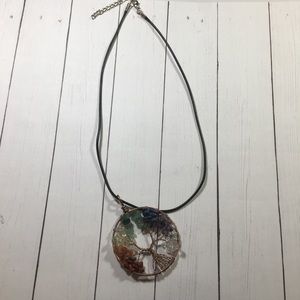 Tree of Life Copper & Gem Stones with leather cord